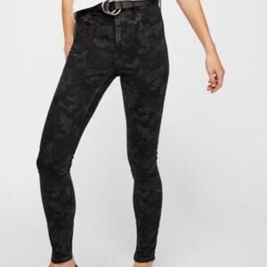 Free People Jeans Sz 27 Stilt Cigarette Coal Black Camo Skinny Grey High Rise 1